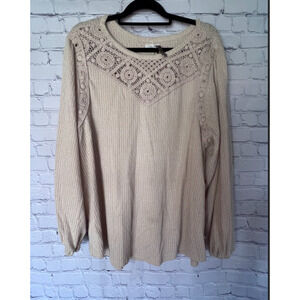 Maurices Cream with Lace Sweater Plus Size 3X